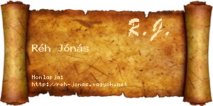 Réh Jónás névjegykártya